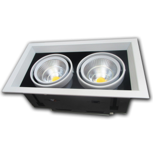 Đèn âm trần VMT hộp đôi cao cấp 2x7W vỏ trắng đen - 3 chế độ màu