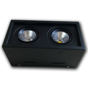 Đèn bơ nổi vuông cao cấp VMT hộp đôi 2x12W vỏ đen