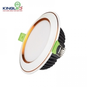 Đèn Downlight Âm Trần Diamond 10W Mặt Cong, Đổi Màu, Viền Vàng